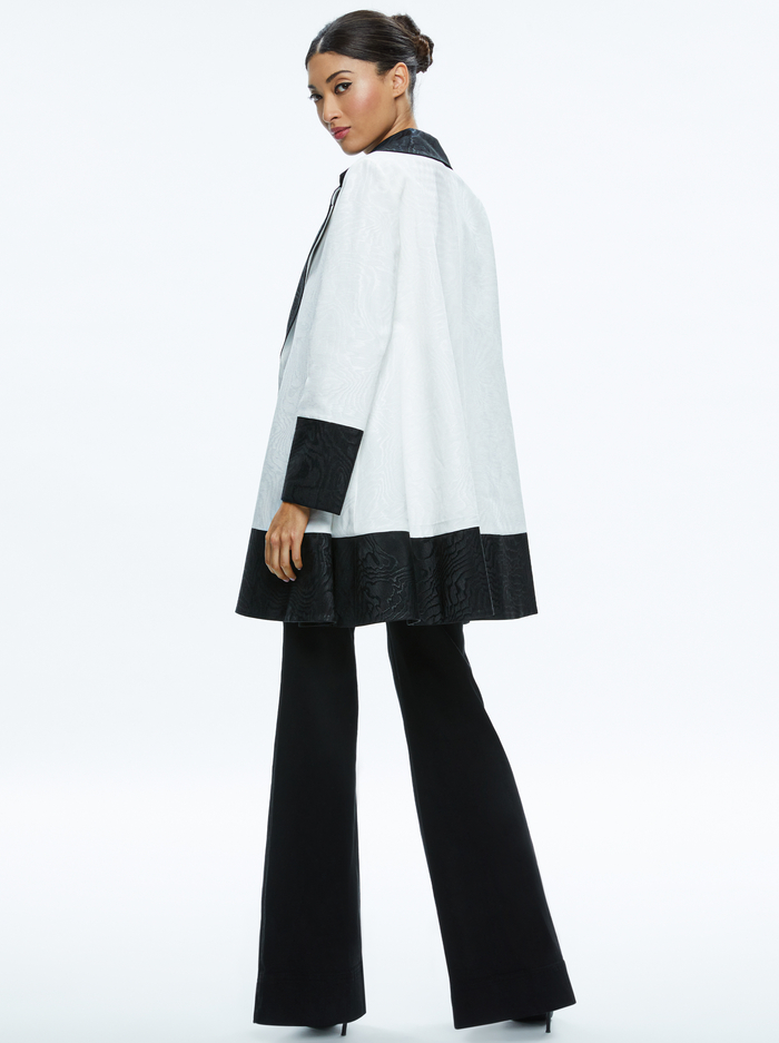 PAOLA SWING COAT WITH BORDER DETAIL - OFF WHITE/BLACK image 1 - Alice And Olivia