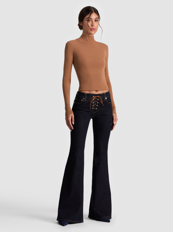 ROBERTA RIBBED TURTLENECK - PRALINE image 4 - ALICE + OLIVIA