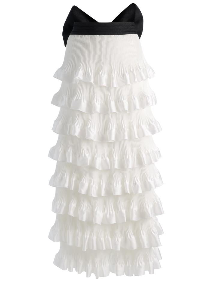 AVANA BOW BACK TIERED GOWN SKIRT - OFF WHITE/BLACK image 5 - ALICE + OLIVIA