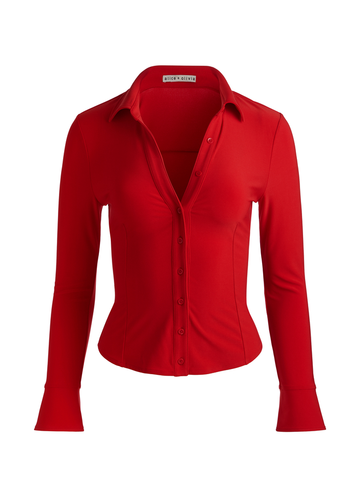 FREYA BUTTON DOWN TOP - CHILI PEPPER image 5 - ALICE + OLIVIA