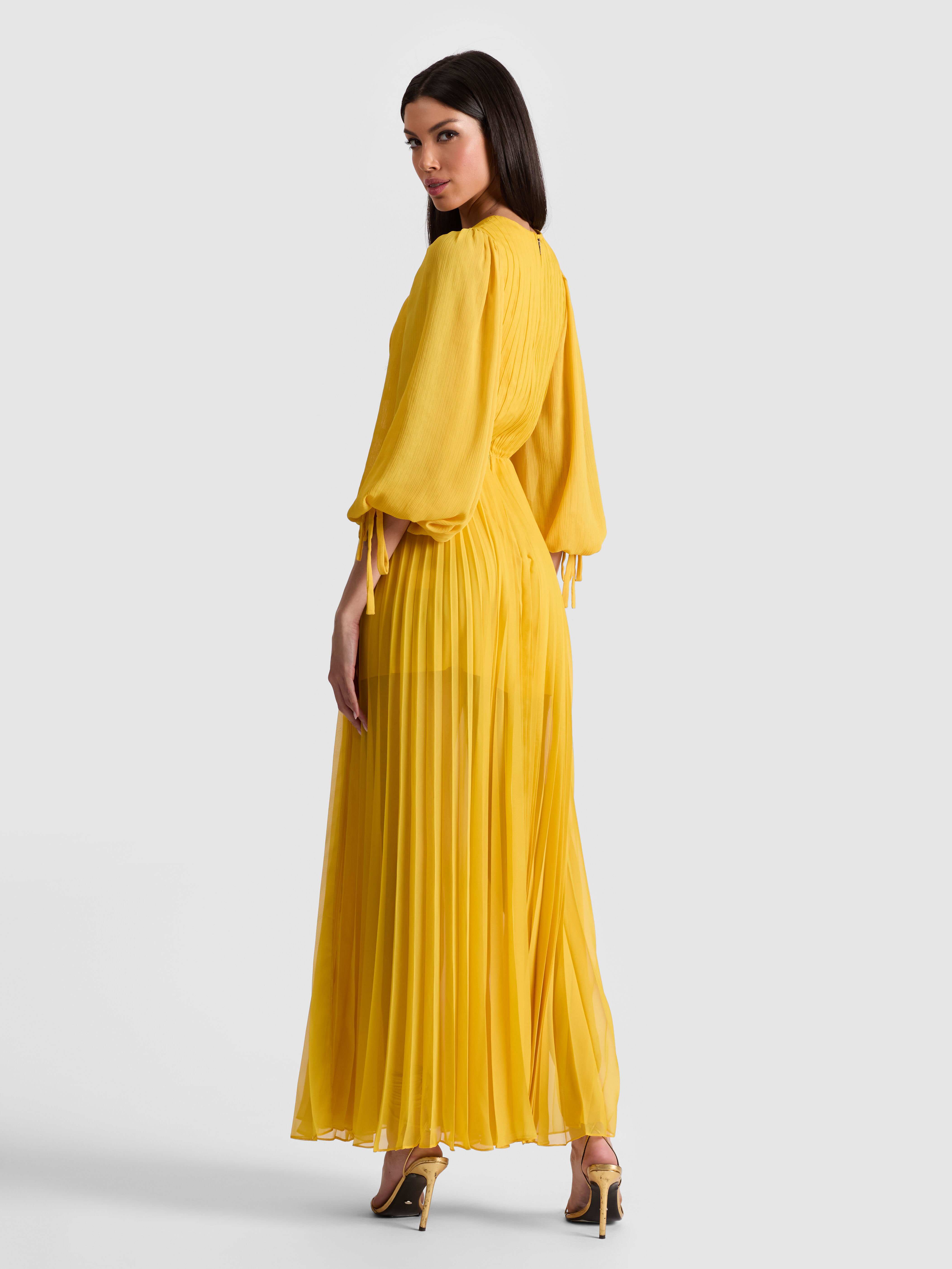 【Alice+Olivia】ADALYN メタリック シルク シフォン ドレス Designer Dresses | Women's Luxury Dresses