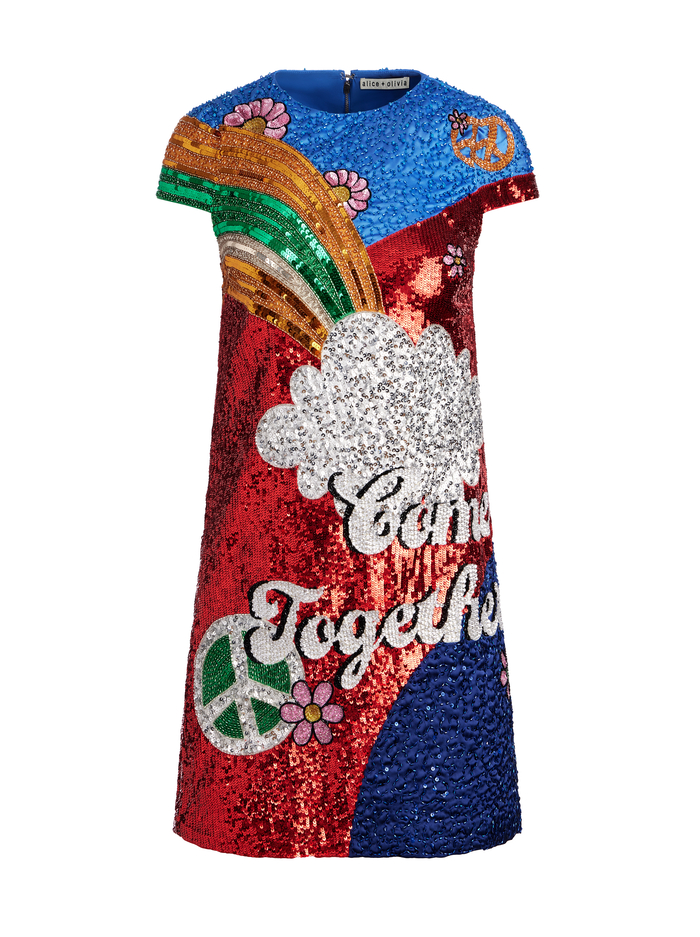 A+O X THE BEATLES CLYDE SHIFT DRESS - COME TOGETHER image 6 - Alice And Olivia