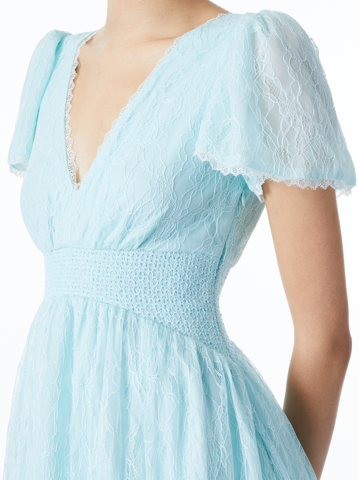 CHARLSIE SMOCKED WAIST DRESS - POWDER BLUE image 3 - Alice And Olivia