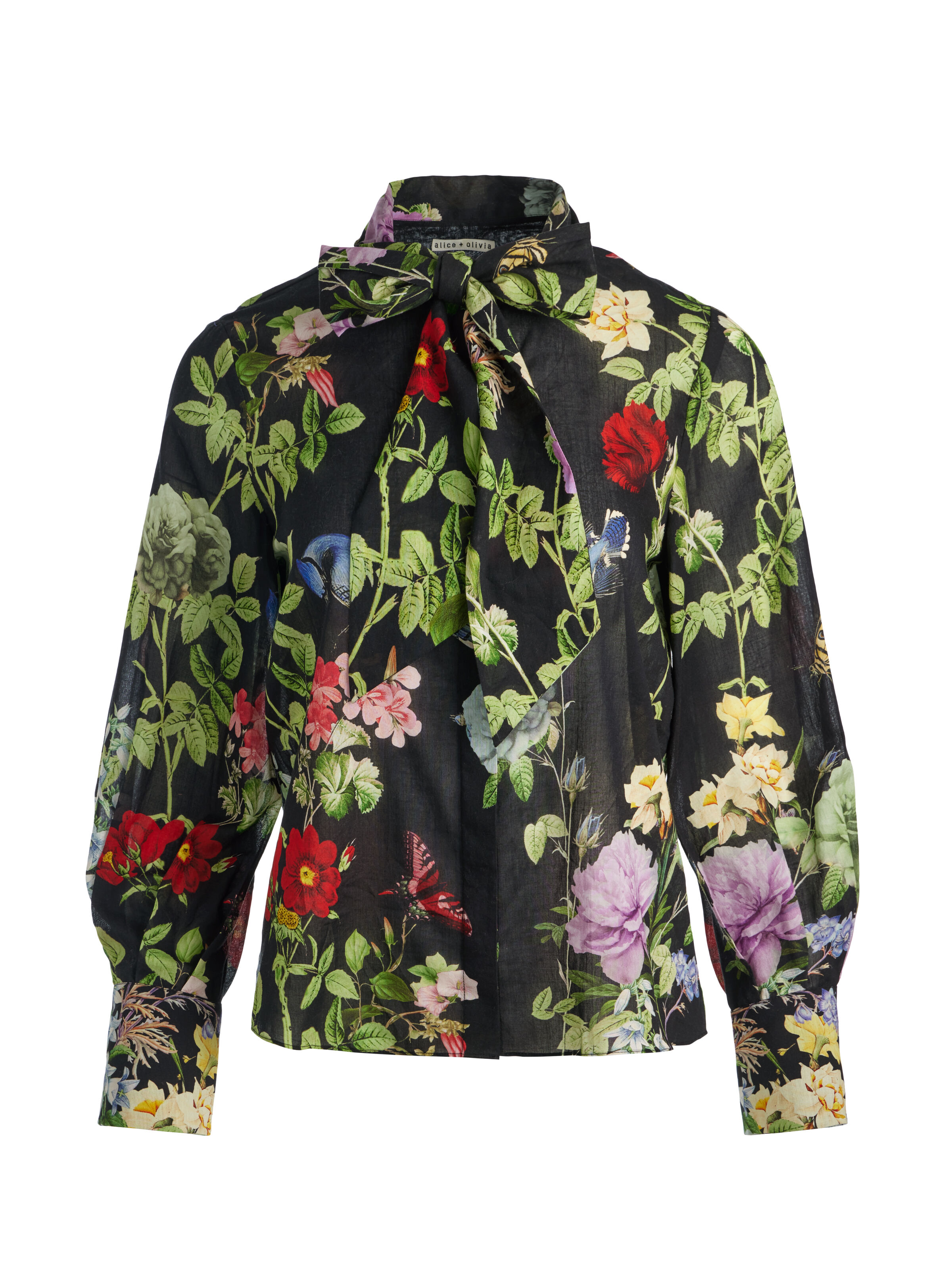 Alice+Olivia - sale❤️Alice olive2023新品　黒マルチカラー花柄　長袖ブラウス Alice+Olivia - ❤️☆Alice olive2023新作新品 黒 花柄 長袖