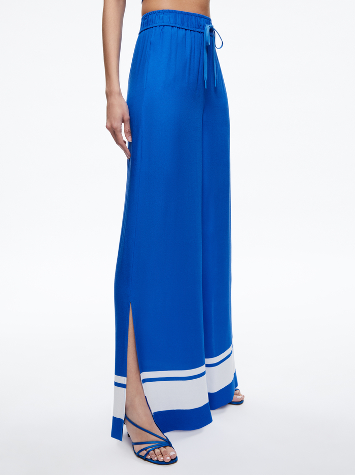 SAVETTA HIGH WAISTED WIDE LEG SIDE SLIT PANT - BEYOND STRIPE - Alice And Olivia