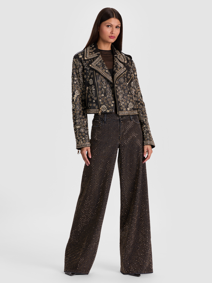 CODY EMBELLISHED LEATHER JACKET - BLACK/MULTI image 1 - Alice And Olivia