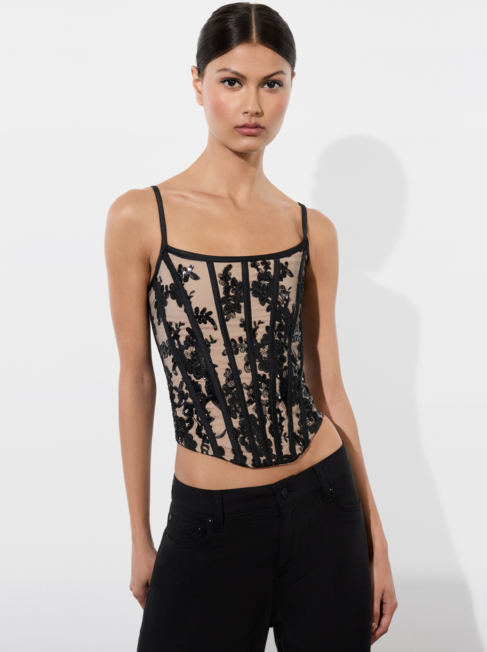 CRESSIDA CORSET - BLACK/ALMOND - Alice And Olivia