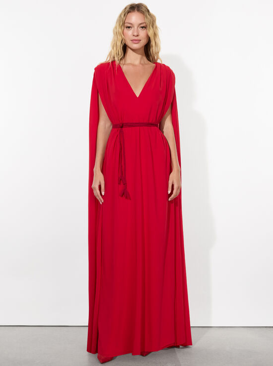 BRIGHT RUBY-ZENAIDA MAXI CAPE DRESS