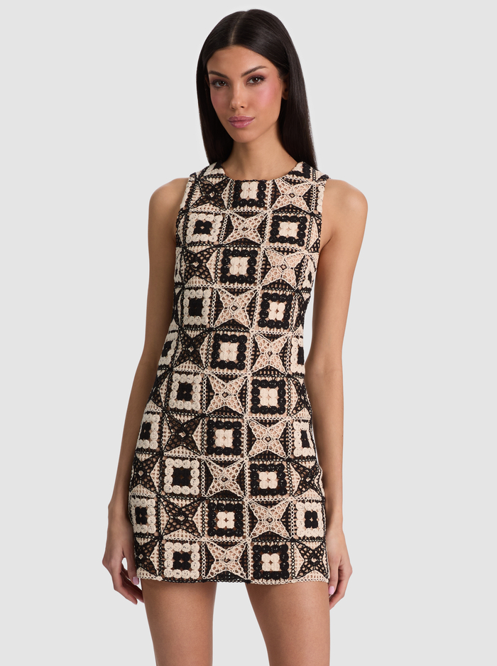 CLYDE CROCHET MINI DRESS - BLACK/MULTI image 3 - ALICE + OLIVIA