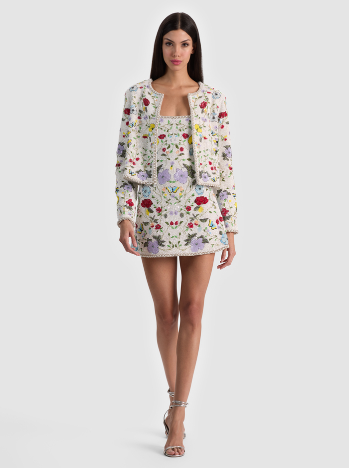 JULIA EMBELLISHED MINI GOWN - TWISTING VINES OFF WHITE image 4 - ALICE + OLIVIA