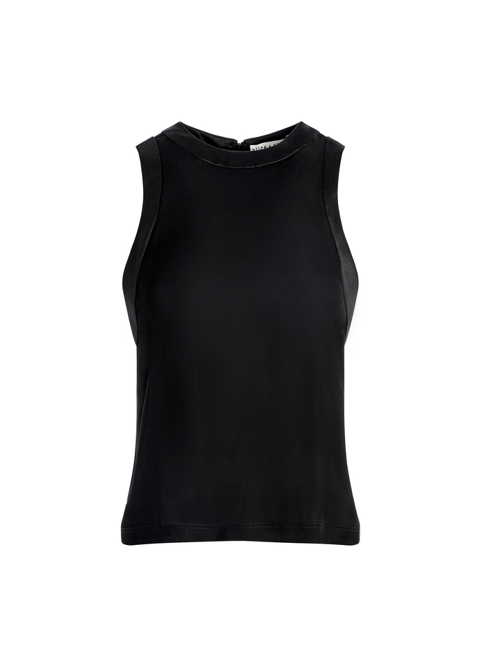 ANGELINA CHARMEUSE COMBO TANK - BLACK image 5 - ALICE + OLIVIA