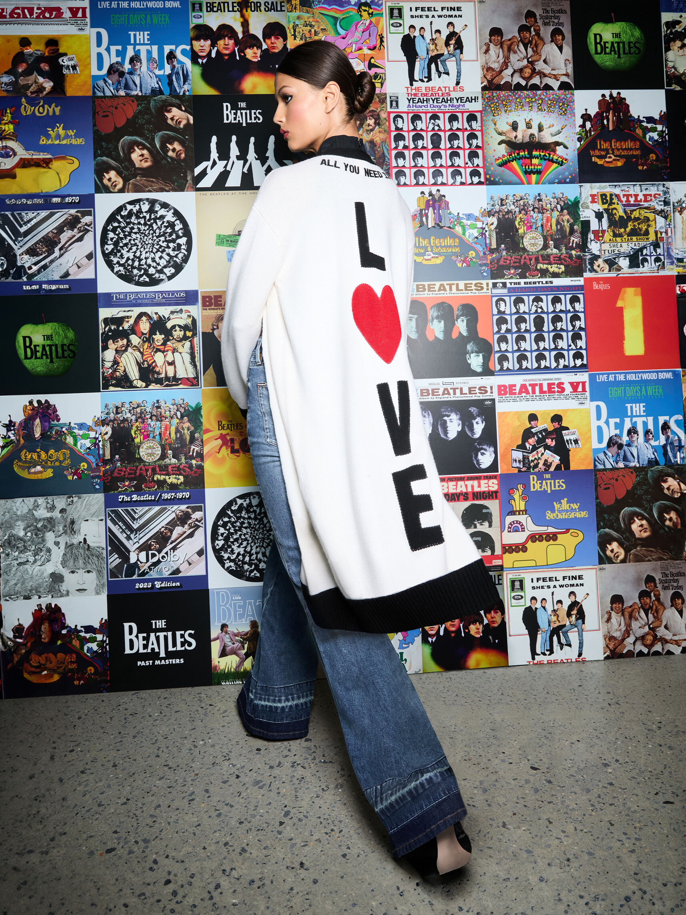 A+o X The Beatles Bradford Maxi Cardigan In Ecru Multi