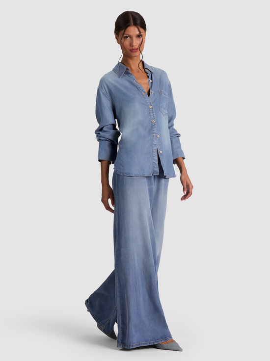 FLORENCE VINTAGE BLUE-FINELY OVERSIZED DENIM BUTTON DOWN