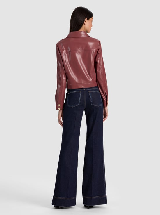 COGNAC-ALEX VEGAN CROPPED JACKET