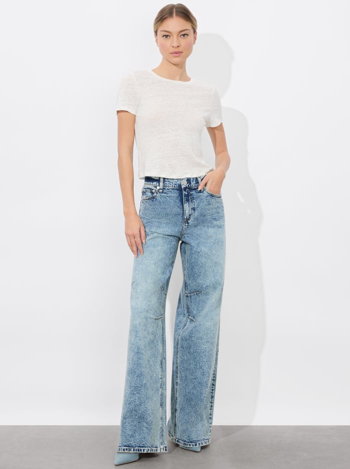 CINDY CROPPED LINEN TEE - OFF WHITE image 4 - Alice And Olivia