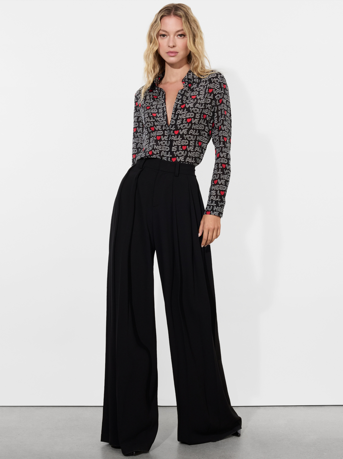 A+O X THE BEATLES WILLA PLACKET TOP - ALL YOU NEED IS LOVE image 4 - Alice And Olivia