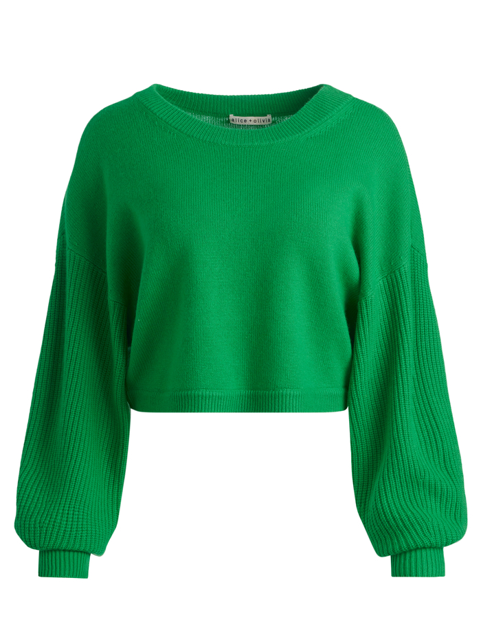 Posey Crewneck Sweater In Light Emerald | Alice And Olivia