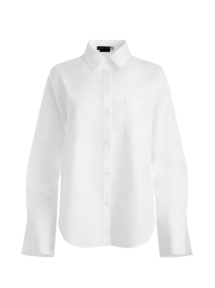 FINELY OVERSIZED BUTTON DOWN SHIRT - OFF WHITE image 5 - ALICE + OLIVIA