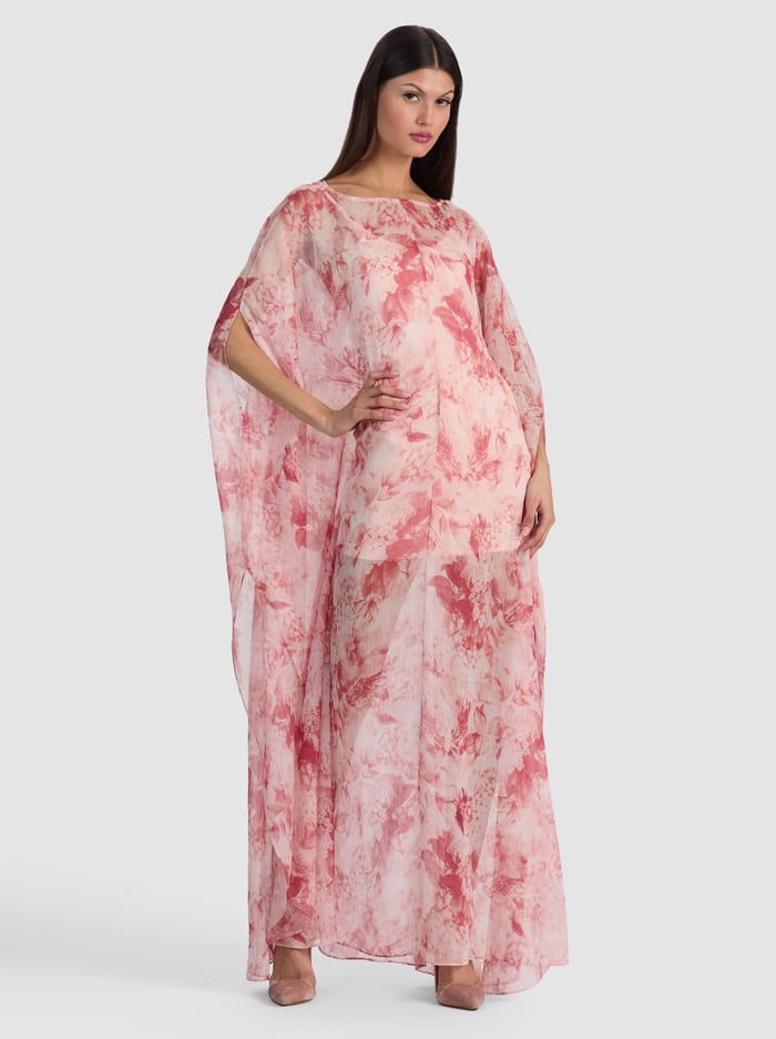LINN CAPE MAXI DRESS - SEA BREEZE ENGLISH ROSE - ALICE + OLIVIA
