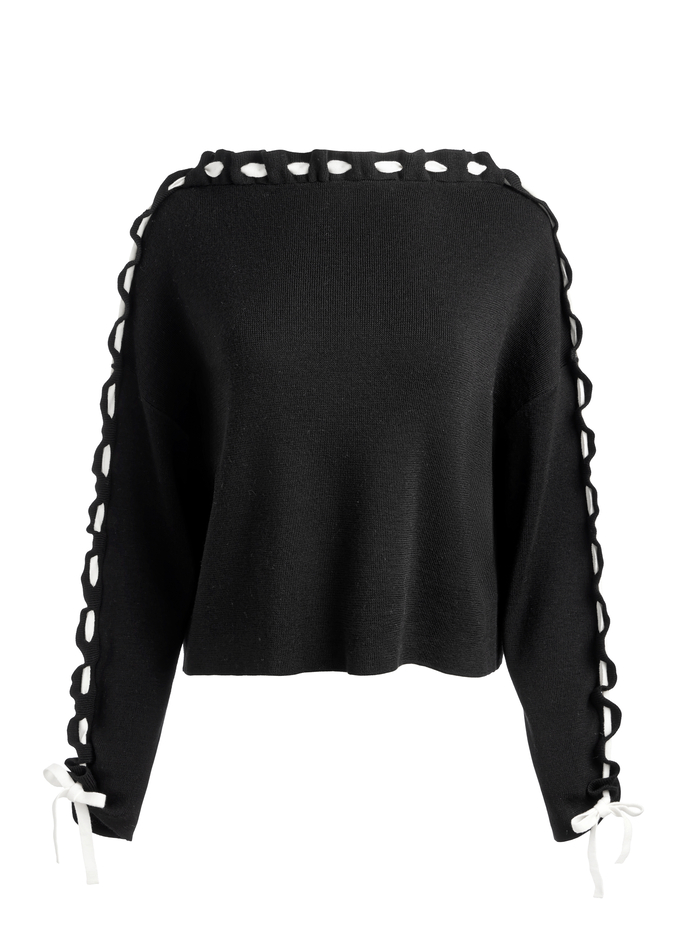 CALANDRA PULLOVER - BLACK/ECRU image 5 - Alice And Olivia