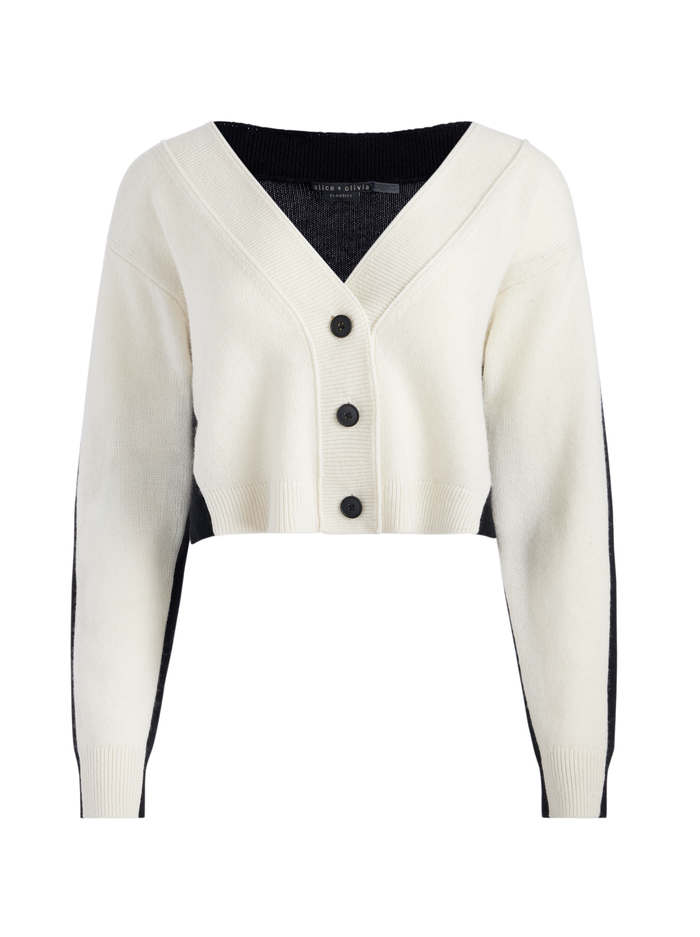 EDELMAN CARDIGAN - ECRU/BLACK image 6 - Alice And Olivia