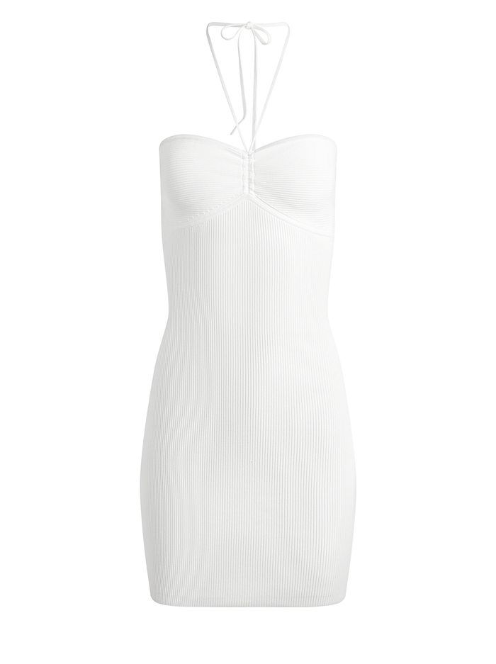 LINNIE RUCHED HALTER DRESS - SOFT WHITE image 5 - Alice And Olivia
