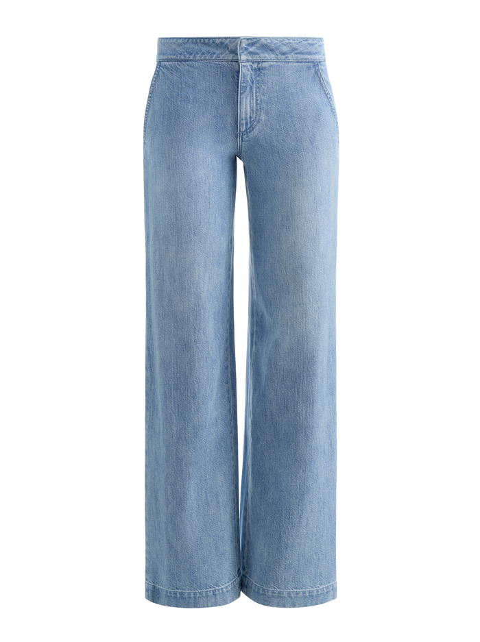 XANDER RACING STRIPE JEAN - EDIE WASH/OFF WHITE/CHILI PEPP image 5 - ALICE + OLIVIA