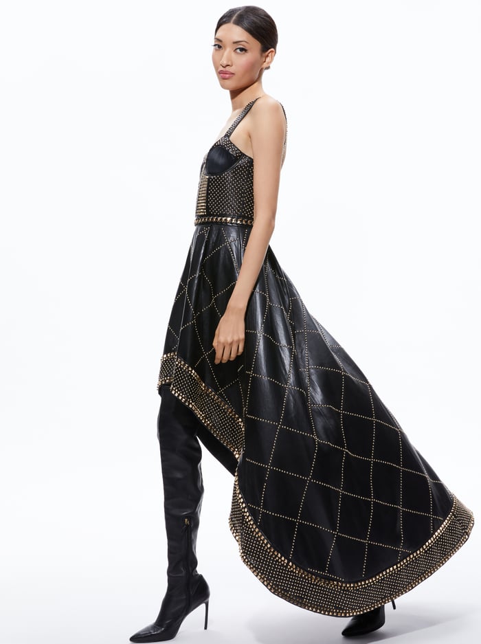 JERLENE STUDDED VEGAN LEATHER CORSET GOWN - BLACK image 2 - Alice And Olivia