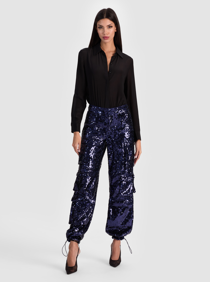 OLYMPIA SEQUIN CARGO PANT - MIDNIGHT BLUE image 2 - Alice And Olivia