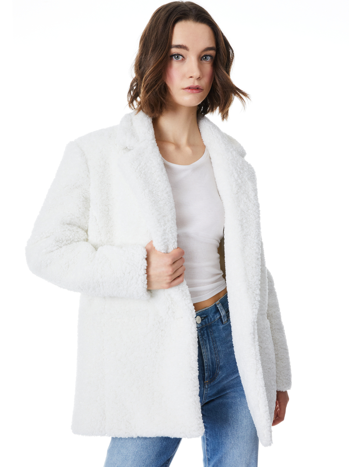 SHAN TEDDY BEAR BLAZER - ECRU - Alice And Olivia