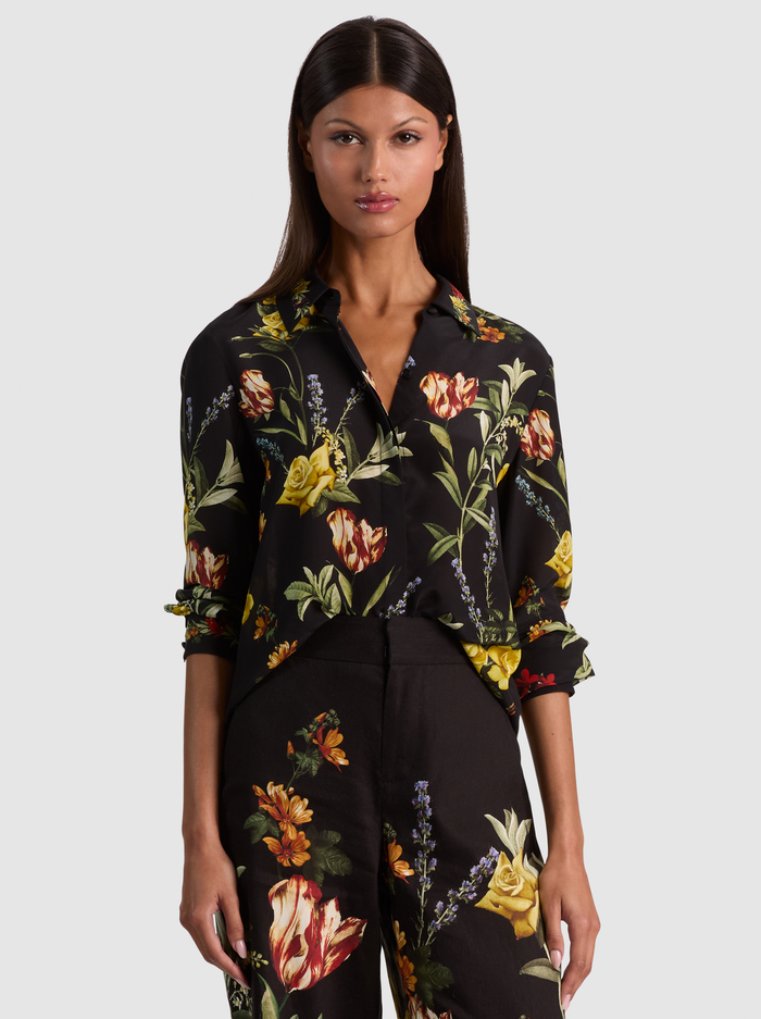 WILLA SILK BLOUSE - DESERT SPRIGS BLACK - ALICE + OLIVIA