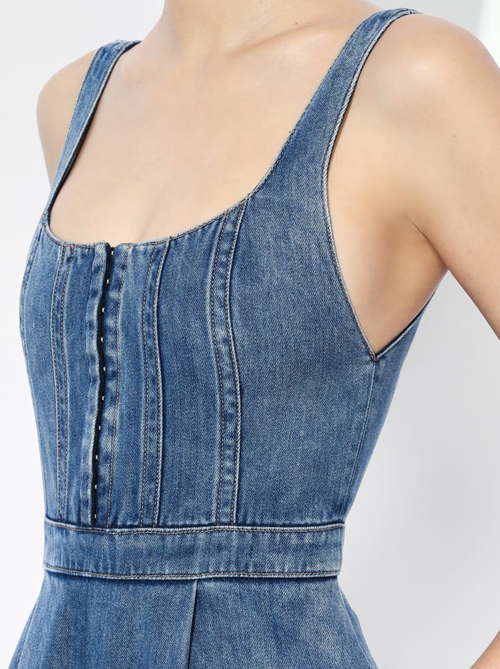 DIANA STRUCTURED MIDI DRESS - LIANA VINTAGE BLUE image 1 - Alice And Olivia