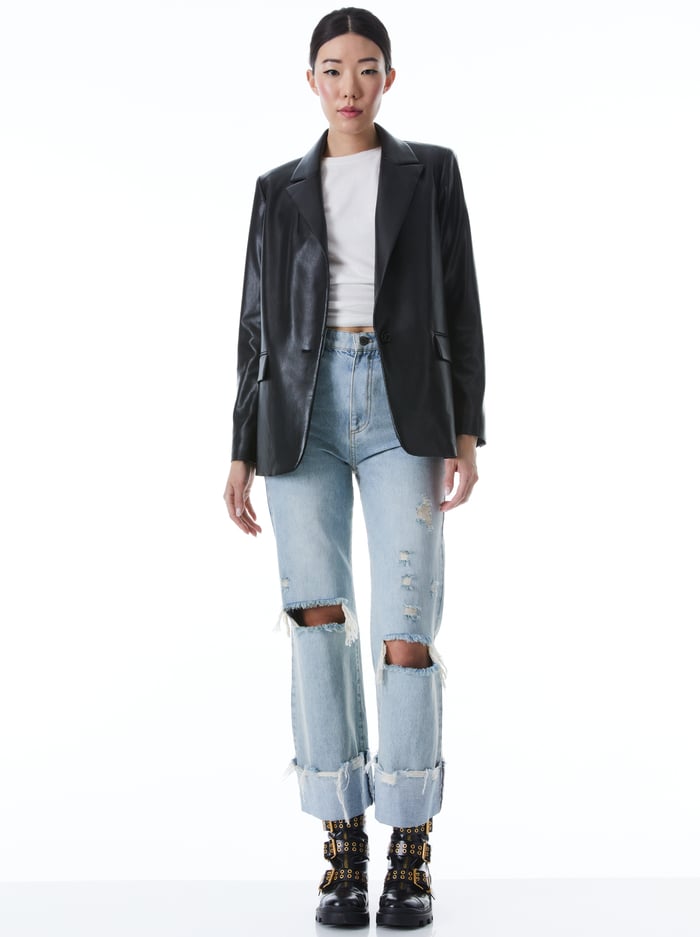 DENNY VEGAN BLAZER - BLACK image 2 - Alice And Olivia