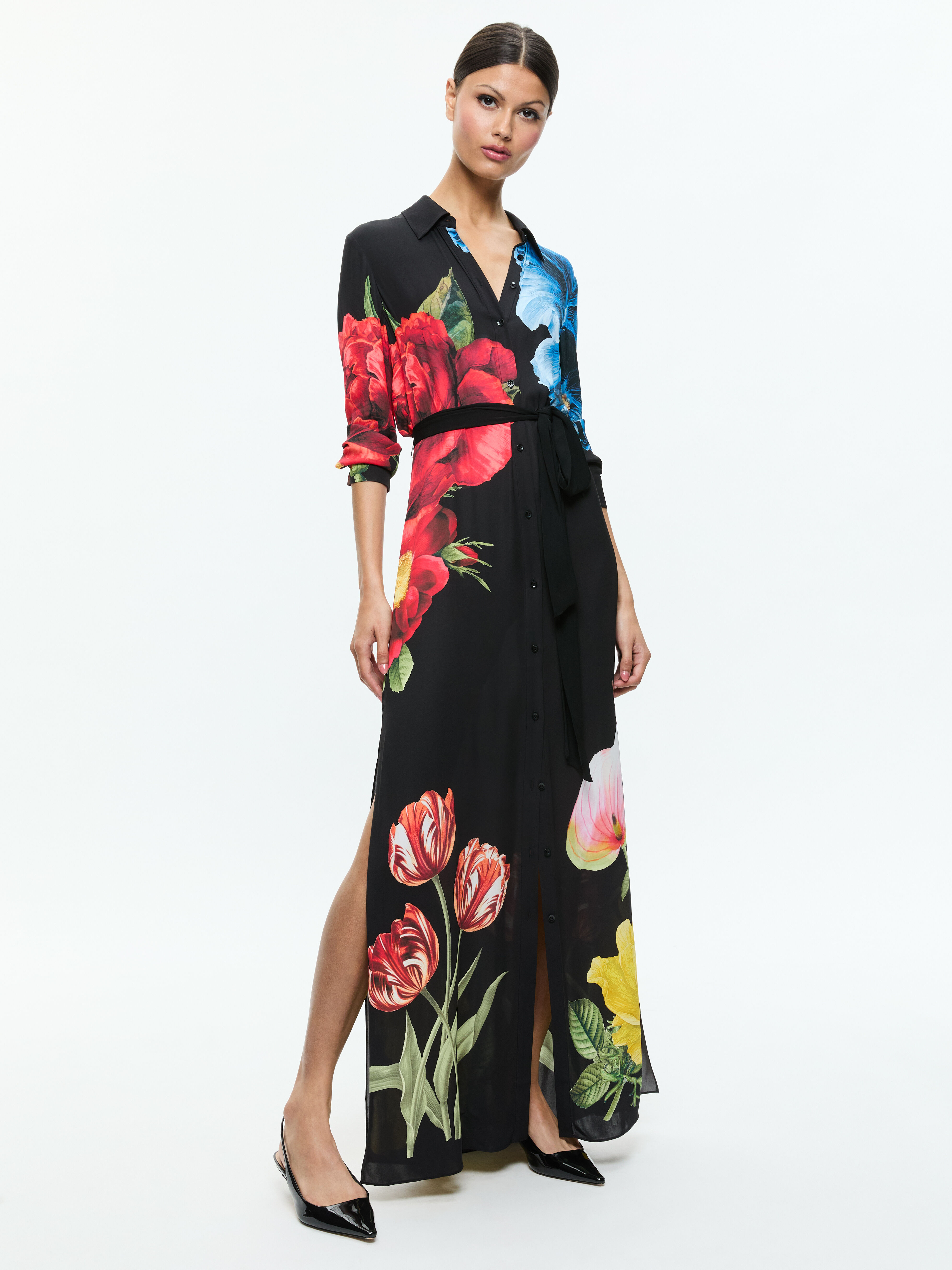 Chassidy Maxi Shirt Dress In Le Parisien Black Alice Olivia