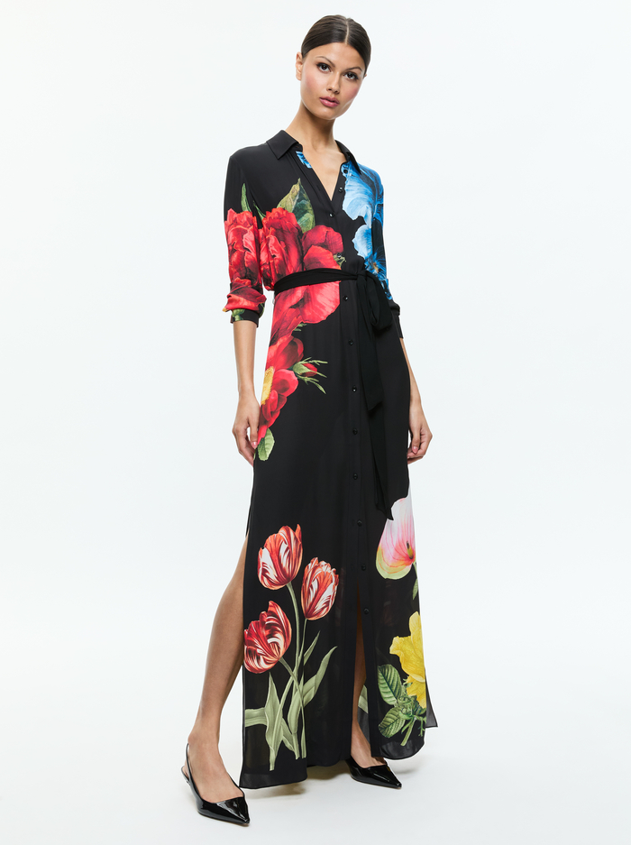 CHASSIDY MAXI SHIRT DRESS - LE PARISIEN BLACK - Alice And Olivia