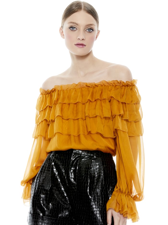 ERSA OFF THE SHOULDER TOP - AUTUMN GOLD image 1 - Alice And Olivia
