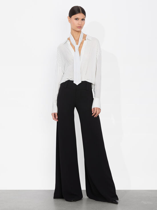 PINSTRIPE OFF WHITE/BLACK-DIMITRA OVERSIZED BUTTON DOWN