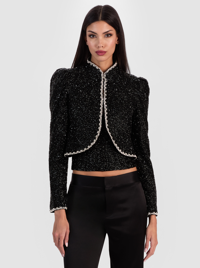 ILARIA EMBELLISHED JACKET - BLACK/CLEAR - ALICE + OLIVIA