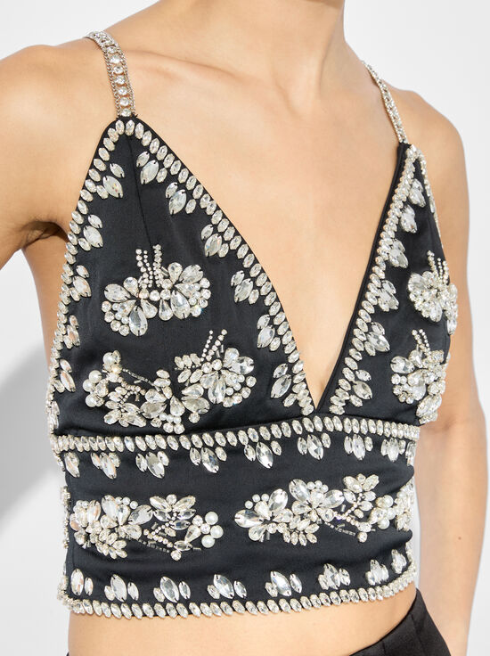 BLACK-CARLI EMBELLISHED BRA TOP