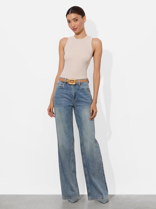 TAN/GOLD-LETTY BUCKLE BELT