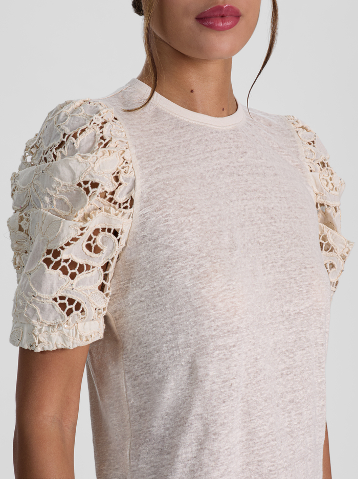 TYLER LINEN CREW NECK TOP - NATURAL image 3 - ALICE + OLIVIA