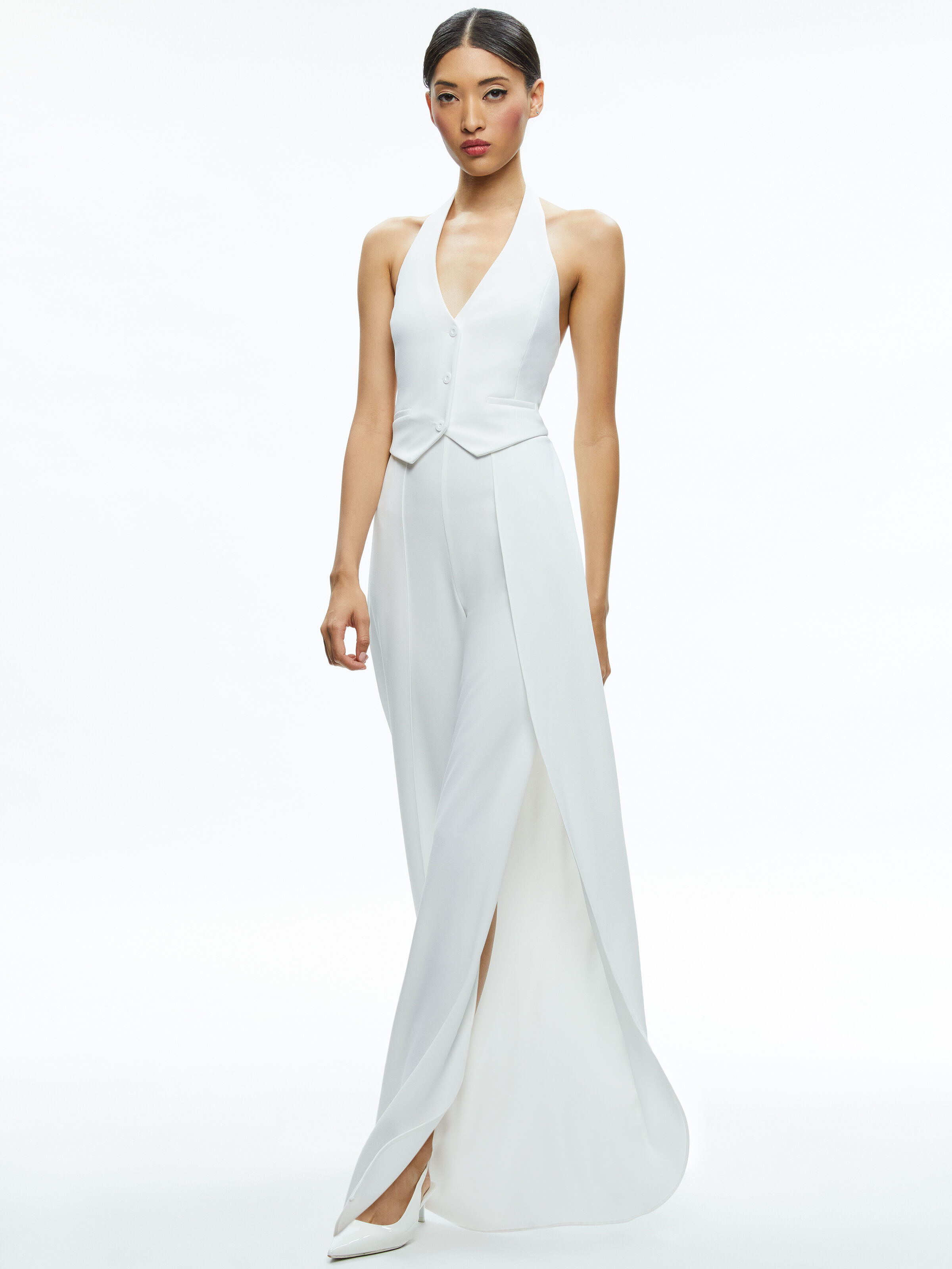 Robin Halterneck Vest Jumpsuit In Off White Alice Olivia