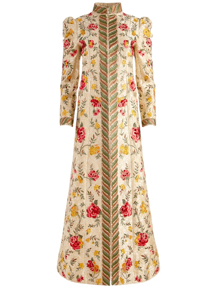THOMAS PUFF SLEEVE EMBROIDERED MAXI COAT - LIGHT GOLD/MULTI image 4 - Alice And Olivia