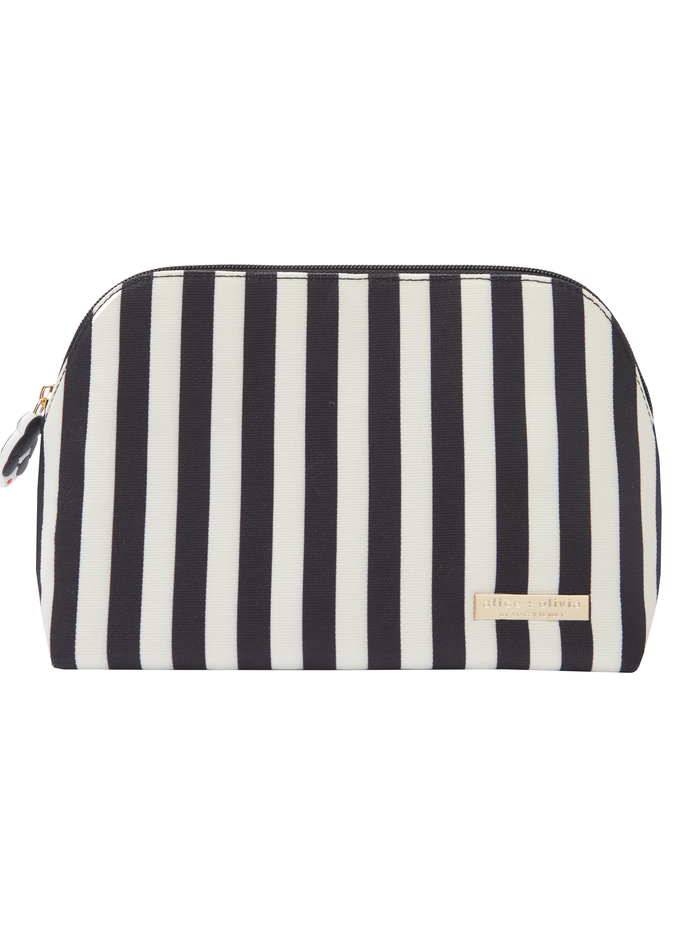 A+O X FABFITFUN PENCIL POUCH - POSITANO STRIPE SM BLACK - Alice And Olivia