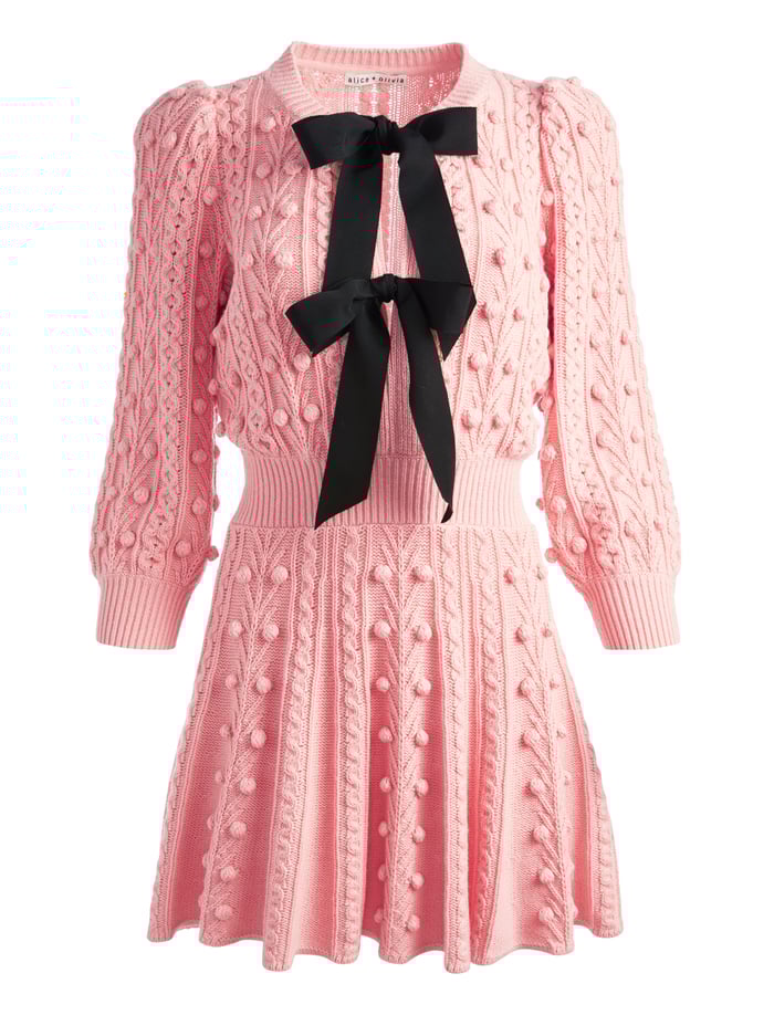 KITTY PUFF SLEEVE SWEATER DRESS - PINK/BLACK image 5 - Alice And Olivia