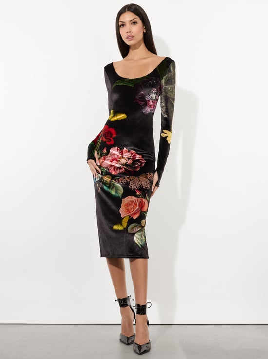 alice olivia delora floral maxi dress Alice and Olivia Delora Open Back Maxi Dress