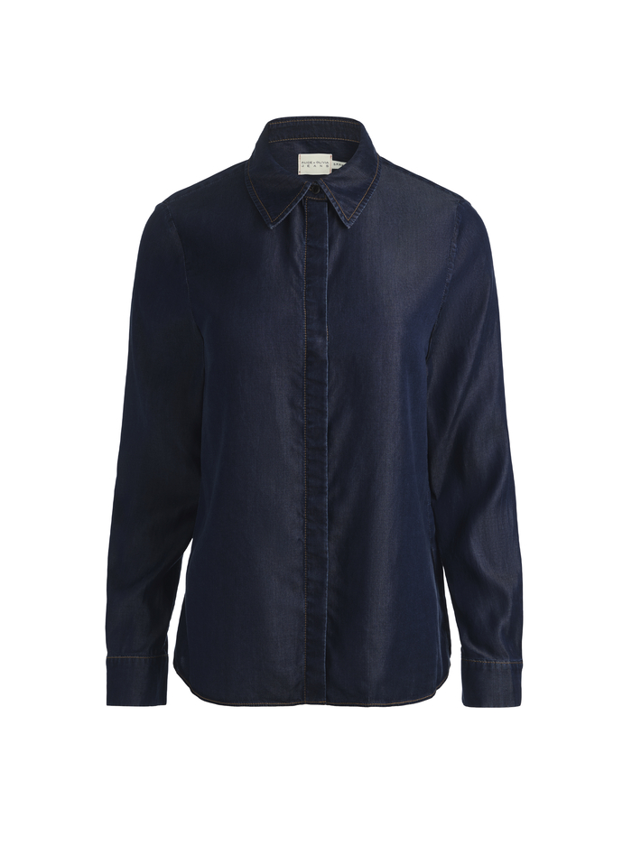 WILLA DENIM BLOUSE - DARK RINSE image 5 - ALICE + OLIVIA