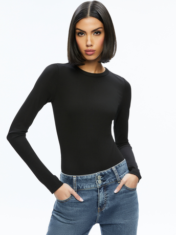 BLACK-OLEA ROUND NECK BODYSUIT
