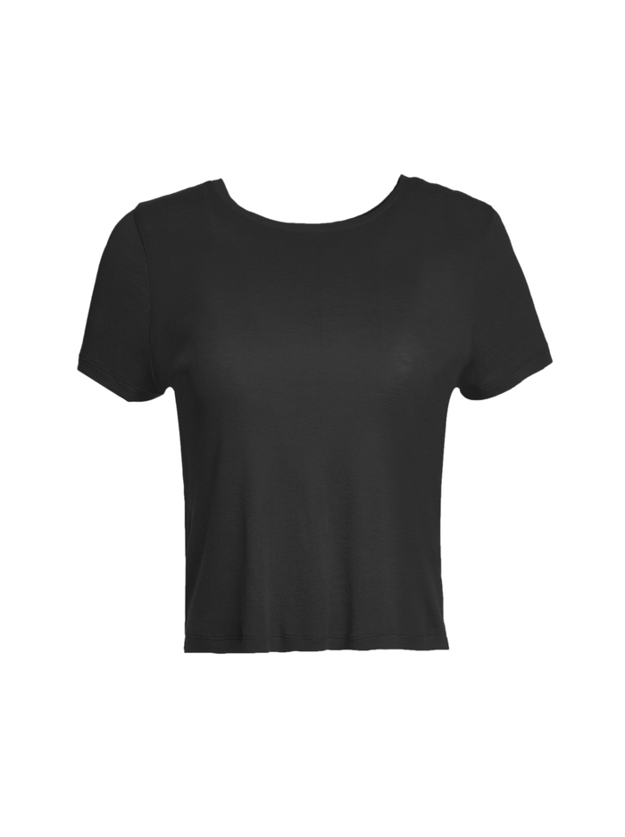 Cindy Classic Cropped Tee In Black | Alice And Olivia