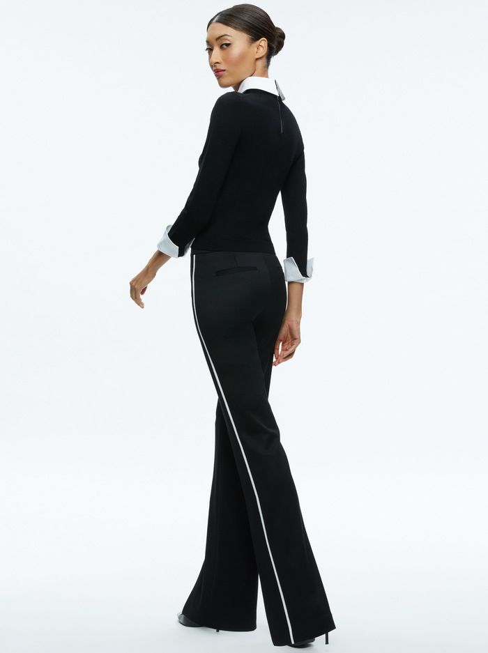 PORLA COLLARED TIE SWEATER - BLACK COMBO image 1 - Alice And Olivia
